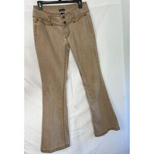 Wet Seal Y2K Low Rise Flare Pants Tan Stretch Bootcut Size 11